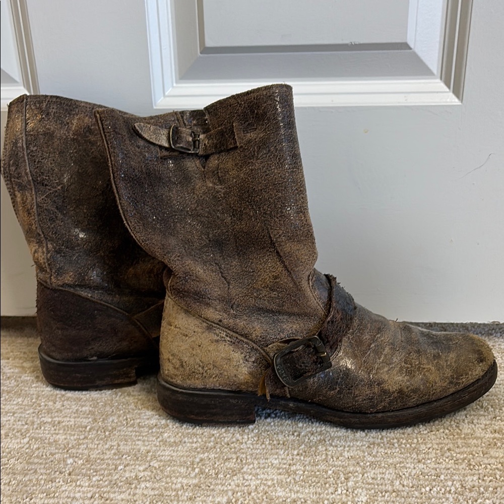 Women's Distressed Brown Leather FRYE Boots
